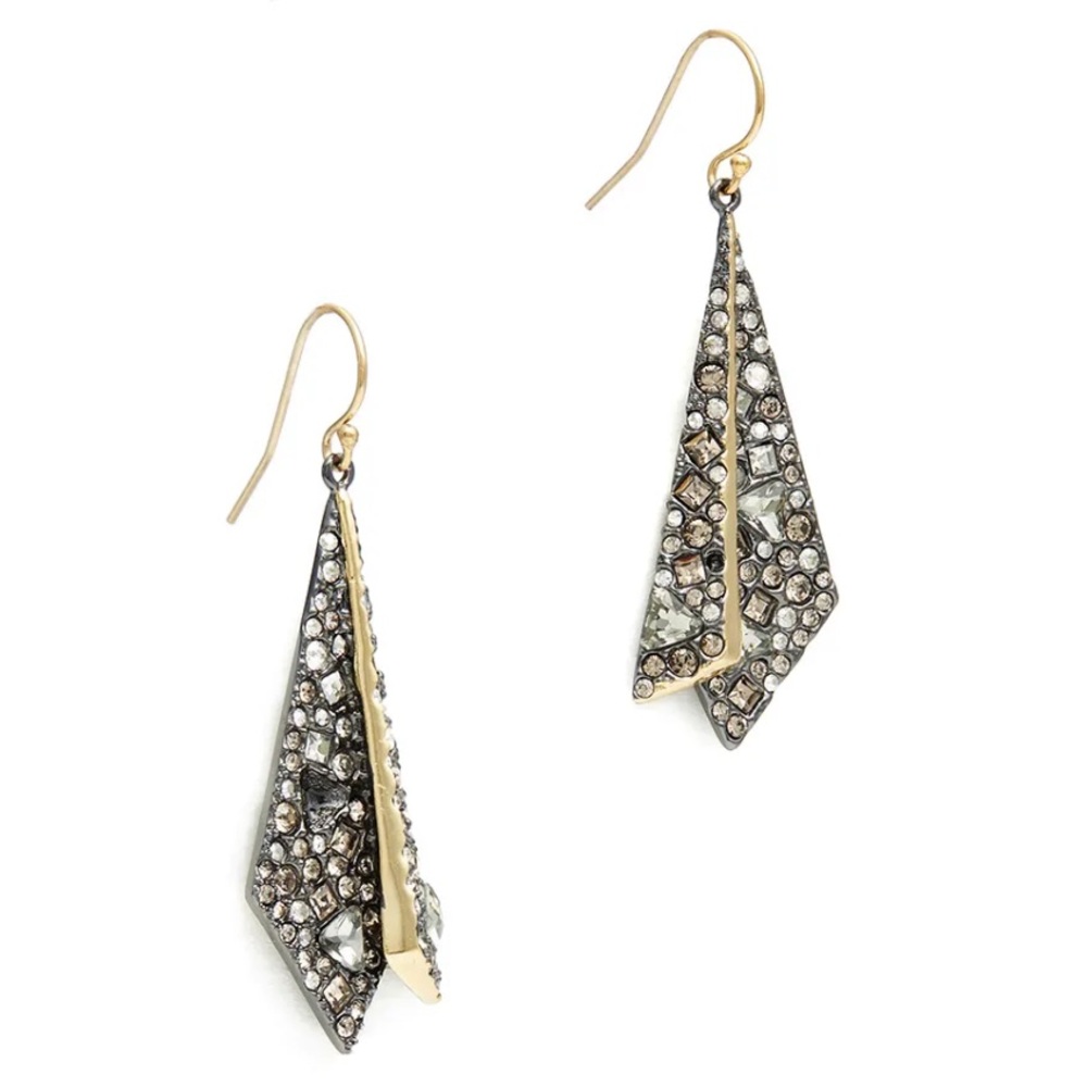 Alexis Bittar "Two-Tone Crystal Encrusted
Layered Origami Wire" Earrings| NEW!